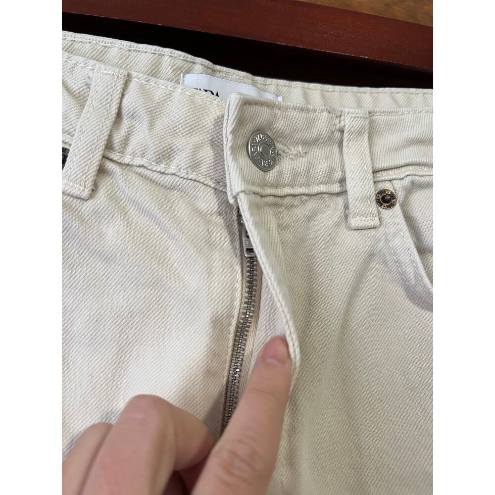 ZARA Women's High Rise Denim Shorts Cream White Structured Cotton Size 4 - Picture 5 of 9